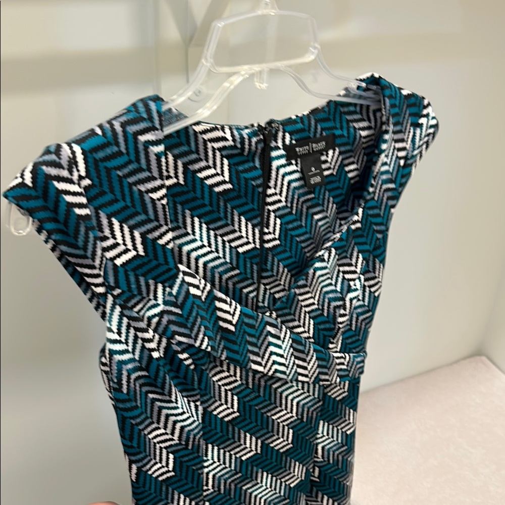 Teal and Black Chevron Dress | Size 0 | WHBM